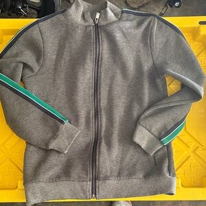 Jacardi Gray Kids Track Jacket with Green and Blue Stripes